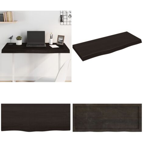 Piano Tavolo Marrone 100x40x(2-6) cm Rovere Massello Trattato - Piano in rovere - Tavolo in legno massello