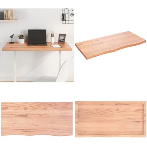Piano Tavolo Marrone 100x50x(2-4) cm Massello Rovere Trattato - Piano in rovere - Tavolo in legno massello
