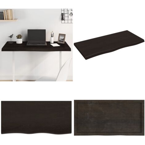 Piano Tavolo Marrone 100x50x(2-4) cm Rovere Massello Trattato - Piano in rovere - Tavolo in legno massello