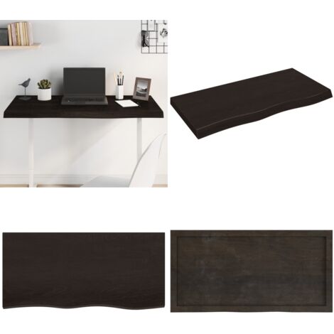 Piano Tavolo Marrone 100x50x(2-6) cm Rovere Massello Trattato - Piano in rovere - Tavolo in legno massello