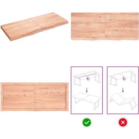Piano Tavolo Marrone 120x50x(2-6) cm Massello Rovere Trattato - Piano in rovere - Tavolo sostitutivo