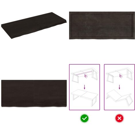 Piano Tavolo Marrone 120x50x(2-6) cm Rovere Massello Trattato - Piano in rovere - Tavolo sostitutivo