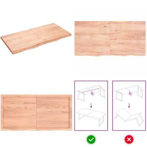 Piano Tavolo Marrone 120x60x(2-4) cm Massello Rovere Trattato - Piano in rovere - Tavolo marrone
