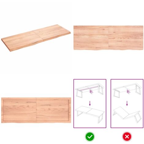 Piano Tavolo Marrone 140x50x(2-4) cm Massello Rovere Trattato - Piano in rovere - Tavolo sostitutivo