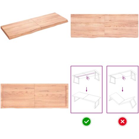 Piano Tavolo Marrone 140x50x(2-6) cm Massello Rovere Trattato - Piano in rovere - Tavolo sostitutivo