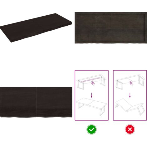 Piano Tavolo Marrone 140x60x(2-6) cm Rovere Massello Trattato - Piano in rovere - Tavolo sostitutivo