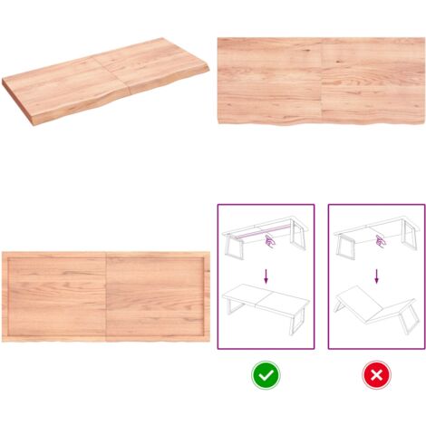 Piano Tavolo Marrone 140x60x(2-6) cm Rovere Massello Trattato - Piano in rovere - Tavolo sostitutivo
