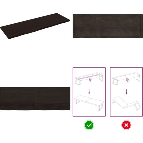 Piano Tavolo Marrone 180x60x(2-4) cm Rovere Massello Trattato - Piano in rovere - Tavolo sostitutivo