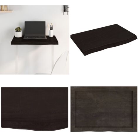 Piano Tavolo Marrone 60x40x(2-4) cm Rovere Massello Trattato - Piano in rovere - Tavolo marrone