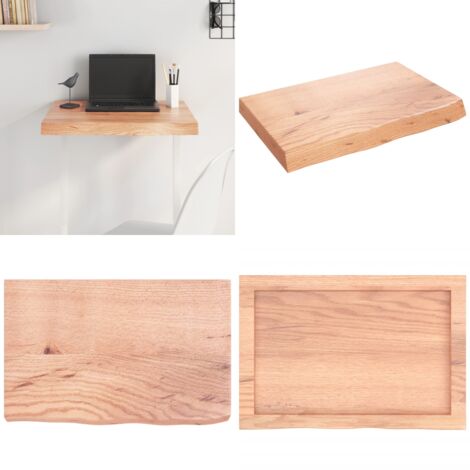 Piano Tavolo Marrone 60x40x(2-6) cm Massello Rovere Trattato - Piano in rovere - Tavolo in legno massello