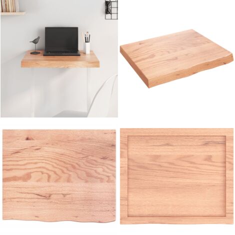Piano Tavolo Marrone 60x50x(2-6) cm Massello Rovere Trattato - Piano in rovere - Tavolo in legno massello