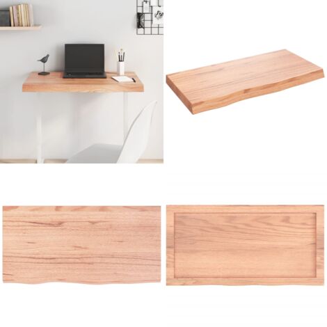 Piano Tavolo Marrone 80x40x(2-6) cm Massello Rovere Trattato - Piano in rovere - Tavolo in rovere