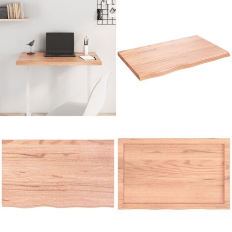 Piano Tavolo Marrone 80x50x(2-4) cm Massello Rovere Trattato - Piano in rovere - Tavolo in legno massello