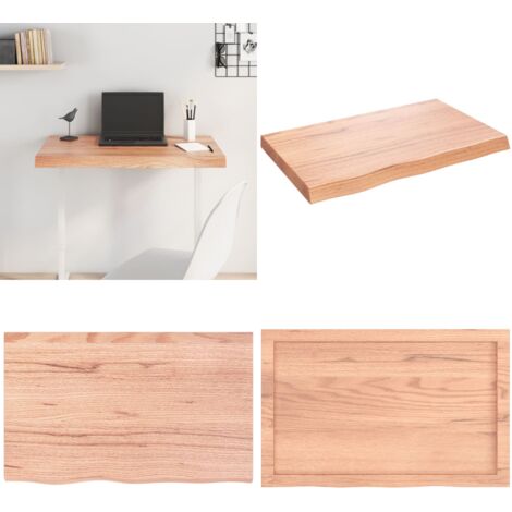 Piano Tavolo Marrone 80x50x(2-6) cm Massello Rovere Trattato - Piano in rovere - Tavolo in legno massello