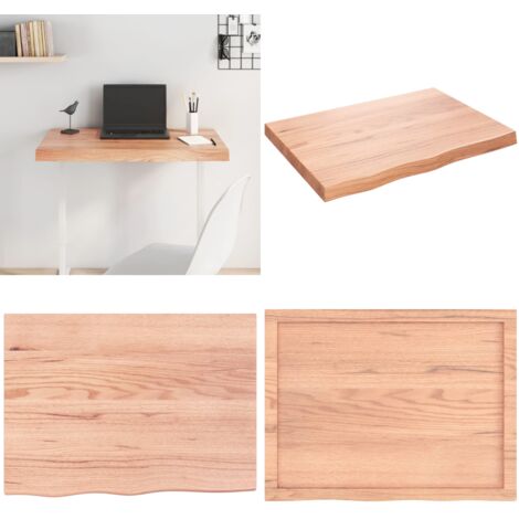 Piano Tavolo Marrone 80x60x(2-6) cm Massello Rovere Trattato - Piano in rovere - Tavolo in legno massello