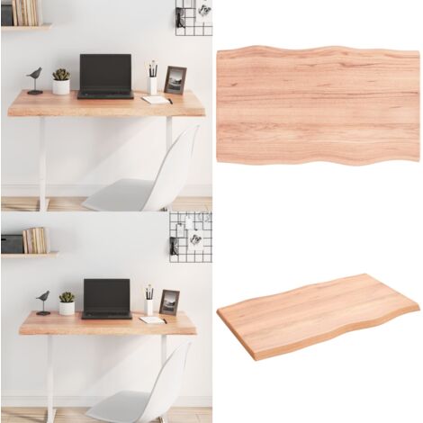 Piano Tavolo Marrone Chiaro 100x60x(2-4) cm Rovere Non Trattato - Piano in rovere - Tavolo in legno massello
