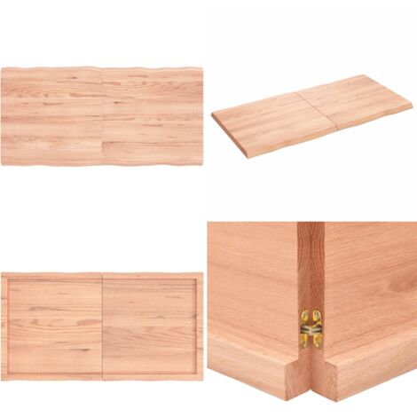 Piano Tavolo Marrone Chiaro 120x60x(2-4) cm Rovere Non Trattato - Piano in rovere - Tavolo in legno massello