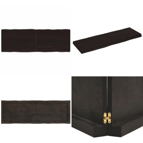 Piano Tavolo Marrone Scuro 120x40x(2-6)cm Rovere Non Trattato - Piano in rovere - Tavolo marrone scuro