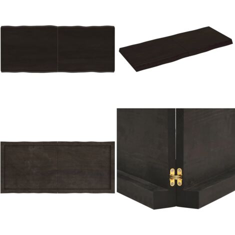 Piano Tavolo Marrone Scuro 120x50x(2-6)cm Rovere Non Trattato - Piano in rovere - Tavolo marrone scuro