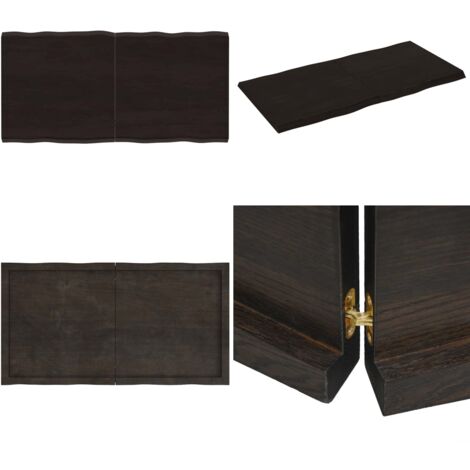 Piano Tavolo Marrone Scuro 120x60x(2-4)cm Rovere Non Trattato - Piano in rovere - Tavolo in legno massello