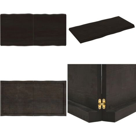 Piano Tavolo Marrone Scuro 120x60x(2-6)cm Rovere Non Trattato - Piano in rovere - Tavolo sostitutivo