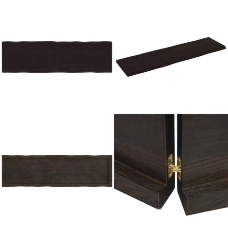 Piano Tavolo Marrone Scuro 140x40x(2-4)cm Rovere Non Trattato - Piano in rovere - Tavolo marrone scuro