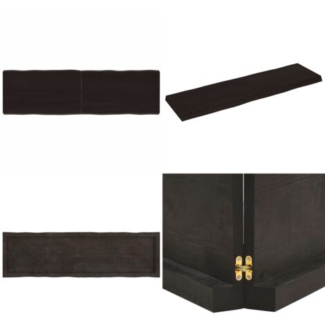 Piano Tavolo Marrone Scuro 140x40x(2-6)cm Rovere Non Trattato - Piano in rovere - Tavolo marrone scuro