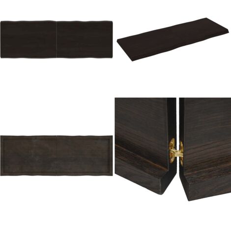 Piano Tavolo Marrone Scuro 140x50x(2-4) cm Rovere Non Trattato - Piano in rovere - Tavolo marrone scuro