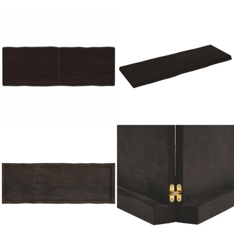 Piano Tavolo Marrone Scuro 140x50x(2-6)cm Rovere Non Trattato - Piano in rovere - Tavolo marrone scuro