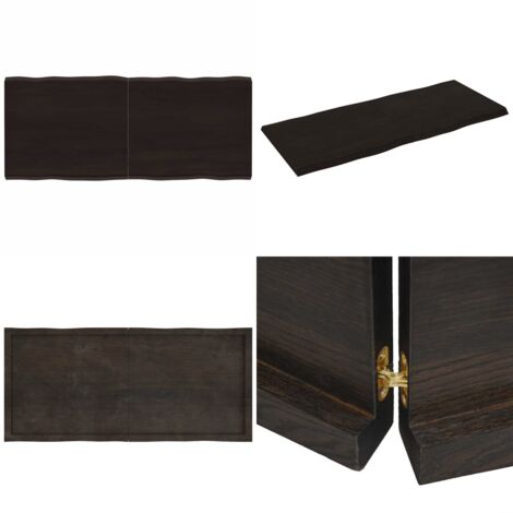 Piano Tavolo Marrone Scuro 140x60x(2-4)cm Rovere Non Trattato - Piano in rovere - Tavolo marrone scuro