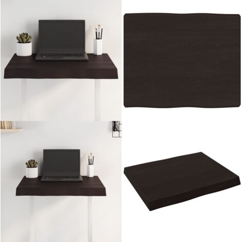 Piano Tavolo Marrone Scuro 60x50x(2-6)cm in Rovere Non Trattato - Piano in rovere - Tavolo in rovere