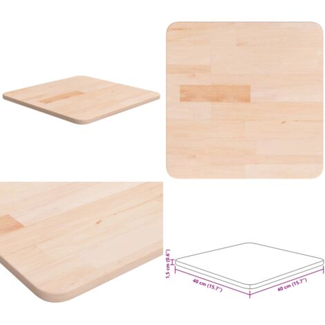 Piano Tavolo Quadrato 40x40x1,5 cm Massello Rovere Non Trattato - Tavolo rovere - Tavolo quadrato