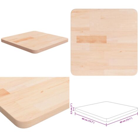 Piano Tavolo Quadrato 40x40x2,5 cm Massello Rovere Non Trattato - Tavolo rovere - Tavolo quadrato