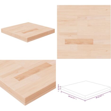 Piano Tavolo Quadrato 40x40x4 cm Massello Rovere Non Trattato - Tavolo rovere - Tavolo quadrato