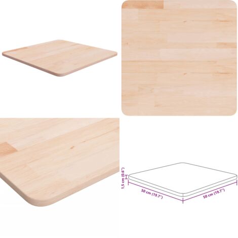 Piano Tavolo Quadrato 50x50x1,5 cm Massello Rovere Non Trattato - Tavolo rovere - Tavolo massello