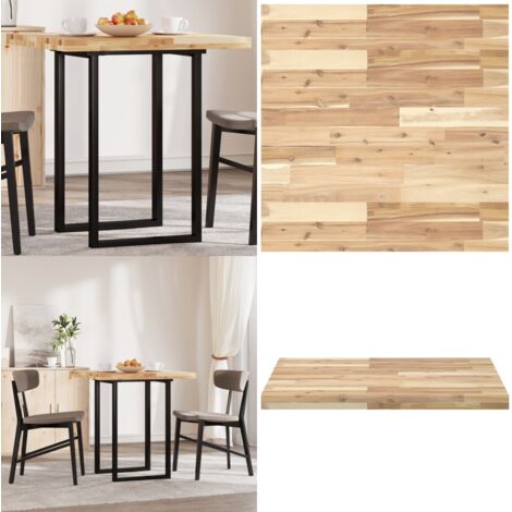 Piano Tavolo Quadrato 70x70x4 cm in Legno Massello di Acacia - Tavolo in acacia - Tavolo quadrato