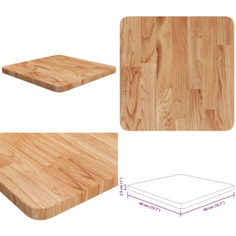 Piano Tavolo Quadrato Marrone Chiaro 40x40x2,5 Rovere Trattato - Tavolo rovere - Tavolo quadrato