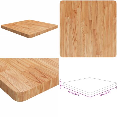 Piano Tavolo Quadrato Marrone Chiaro 60x60x4cm Rovere Trattato - Tavolo rovere - Tavolo quadrato