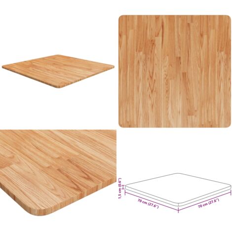 Piano Tavolo Quadrato Marrone Chiaro 70x70x1,5 Rovere Trattato - Tavolo rovere - Tavolo quadrato