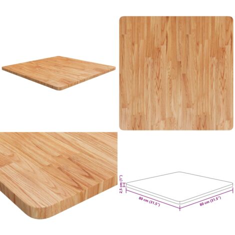 Piano Tavolo Quadrato Marrone Chiaro 80x80x2,5 Rovere Trattato - Tavolo rovere - Tavolo quadrato