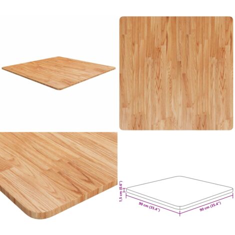 Piano Tavolo Quadrato Marrone Chiaro 90x90x1,5 Rovere Trattato - Tavolo rovere - Tavolo quadrato
