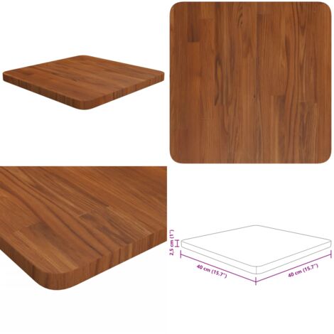 Piano Tavolo Quadrato Marrone Scuro 40x40x2,5cm Rovere Trattato - Tavolo rovere - Tavolo quadrato