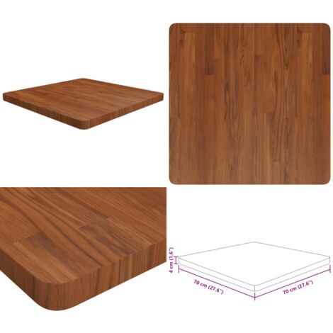 Piano Tavolo Quadrato Marrone Scuro 70x70x4cm Rovere Trattato - Tavolo rovere - Tavolo quadrato