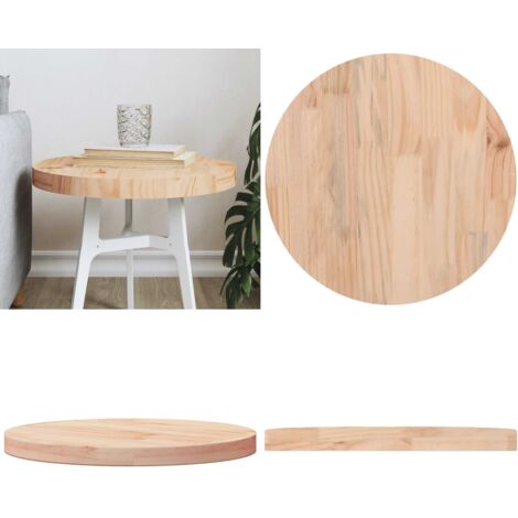 Piano Tavolo Rotondo Ø40x3 cm in Legno Massello di Pino - Piano in legno massello - Tavolo da pranzo in legno