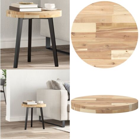 Piano Tavolo Rotondo Ø40x4 cm in Legno Massello di Acacia - Tavolo rotondo - Tavolo da pranzo
