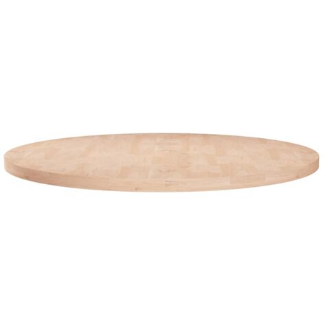 Piano Tavolo Rotondo Ø70x2,5 cm Massello di Rovere Non Trattato - Marrone