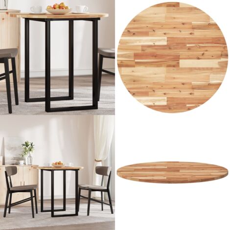 Piano Tavolo Rotondo Ø80x2 cm in Legno Massello di Acacia - Tavolo rotondo - Tavolo da pranzo