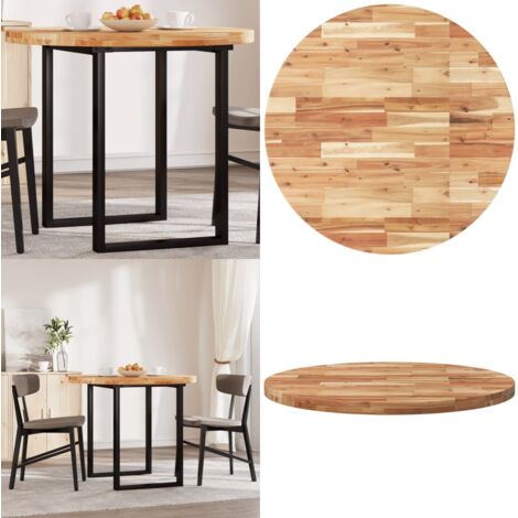 Piano Tavolo Rotondo Ø90x4 cm in Legno Massello di Acacia - Tavolo rotondo - Tavolo da pranzo
