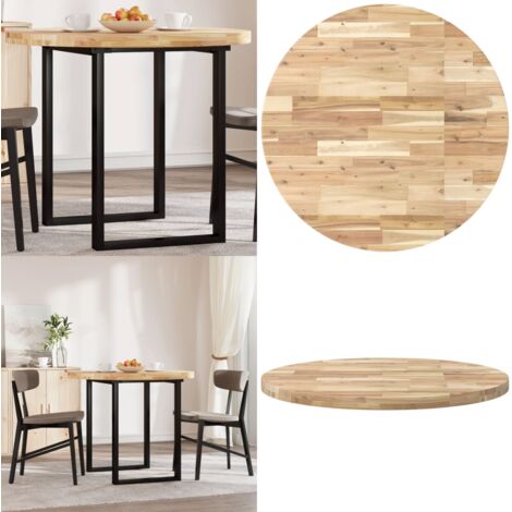 Piano Tavolo Rotondo Ø90x4 cm in Legno Massello di Acacia - Tavolo rotondo - Tavolo da pranzo
