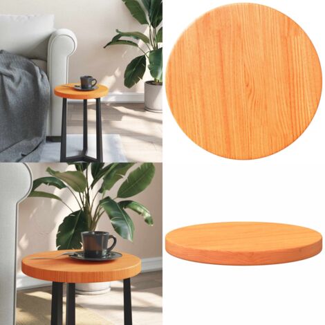 Piano Tavolo Rotondo Marrone Cera Ø30x2,5cm Legno Massello Pino - Piano in legno massello - Tavolo da bar